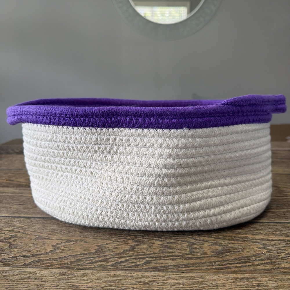 Young Living Seedlings 100% Unleashed Cotton Purple & Off White Soft Woven Tote